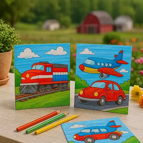 500 Transportation and Machine Coloring Page Prompts